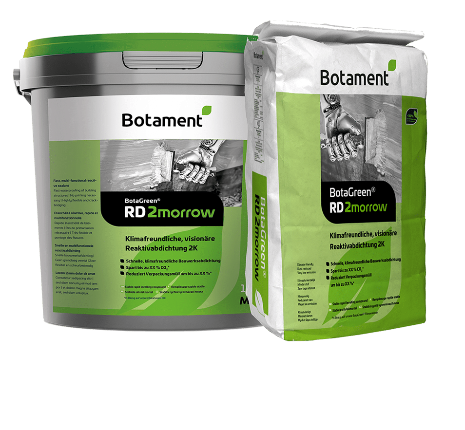 Botament BotaGreen RD2morrow klimafreundliche Reaktivabdichtung im Eimer und Sack.